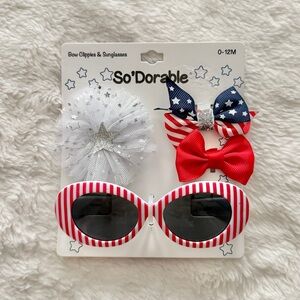 So’Dorable Americana Patriotic Sunglasses and Bows 4 Piece Set